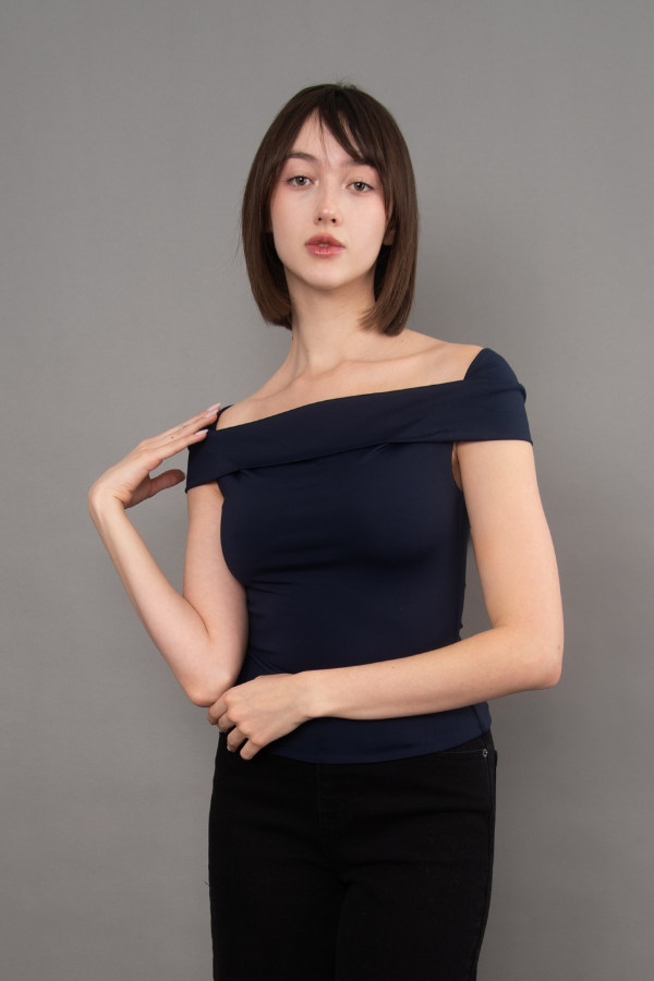 Ophera Second Skin Off The Shoulder Top | True Navy