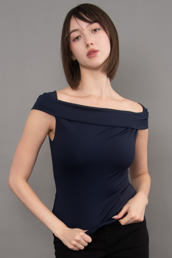 Ophera Second Skin Off The Shoulder Top | True Navy
