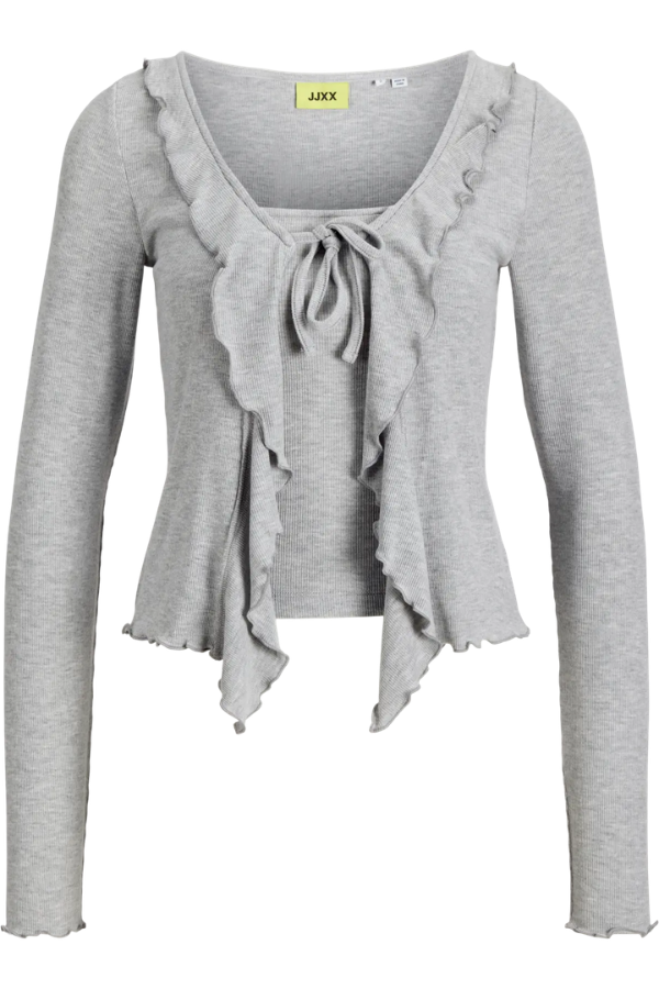 Ribbed Bow Long Sleeve | Grey