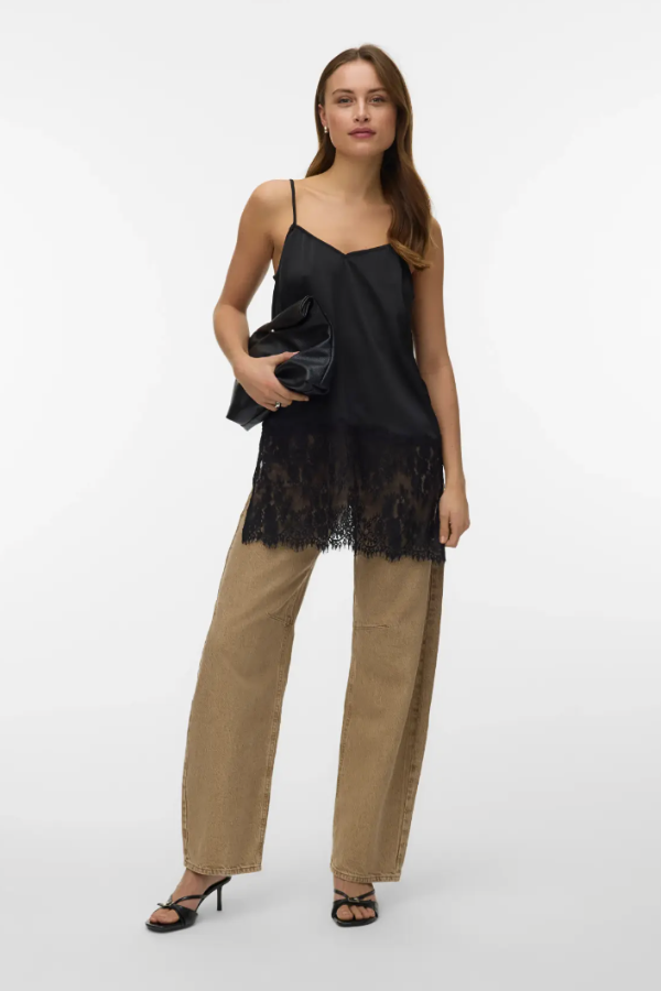 Lace Trim Long Singlet Top