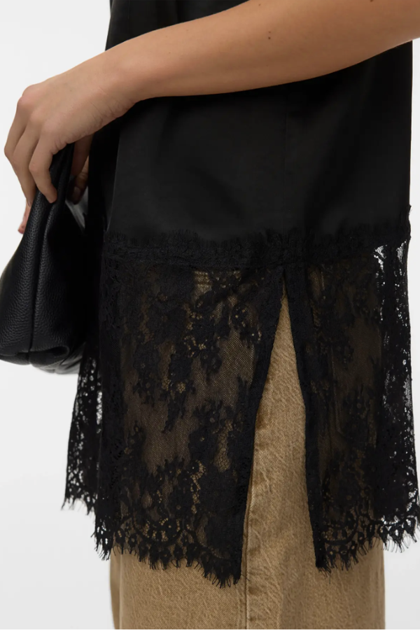 Lace Trim Long Singlet Top