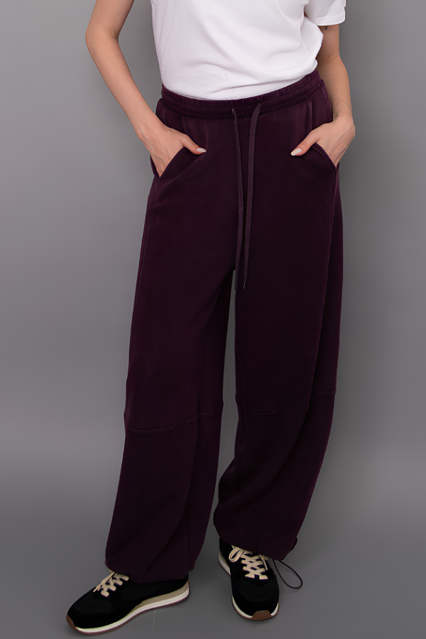 Bentley Mineral Wash Scuba Barrel Pant | Deep Plum