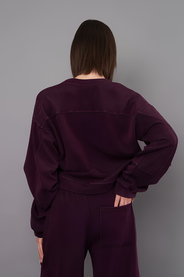 Beatrice Mineral Wash Scuba Pullover | Deep Plum