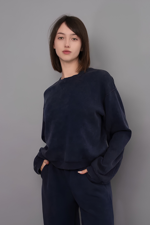 Beatrice Mineral Wash Soft Knit Pullover | True Navy