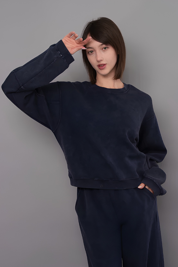 Beatrice Mineral Wash Soft Knit Pullover | True Navy