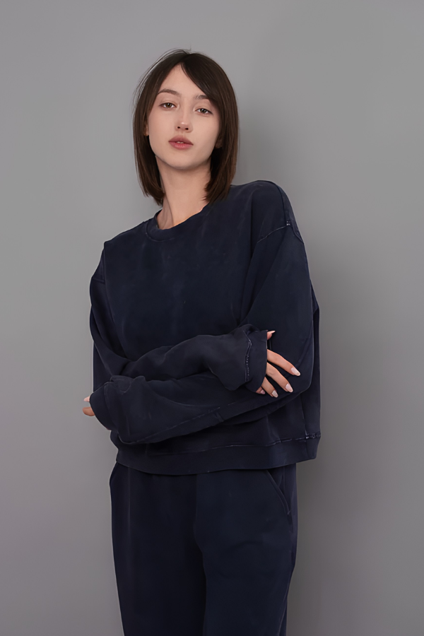 Beatrice Mineral Wash Soft Knit Pullover | True Navy