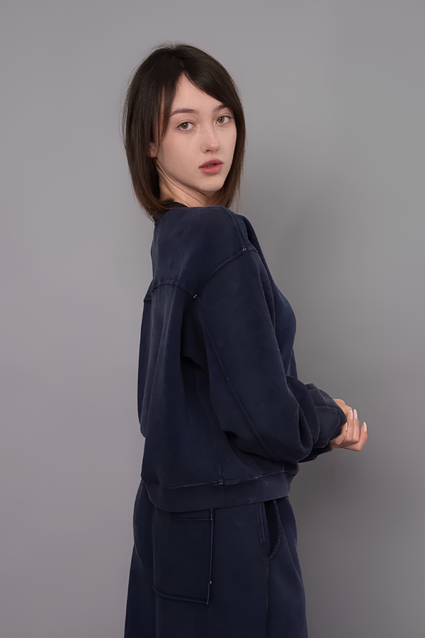 Beatrice Mineral Wash Soft Knit Pullover | True Navy