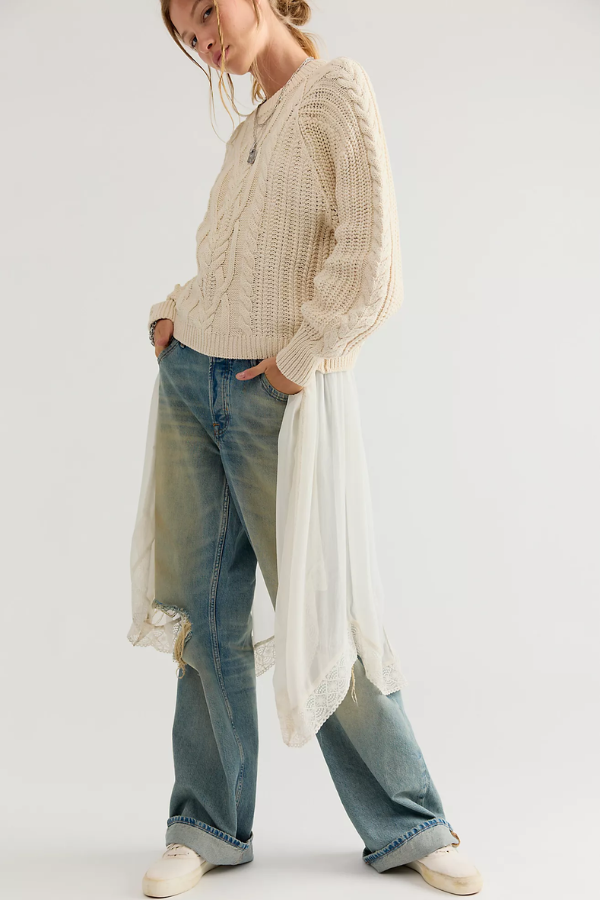 Frankie Cable Knit Cotton Sweater