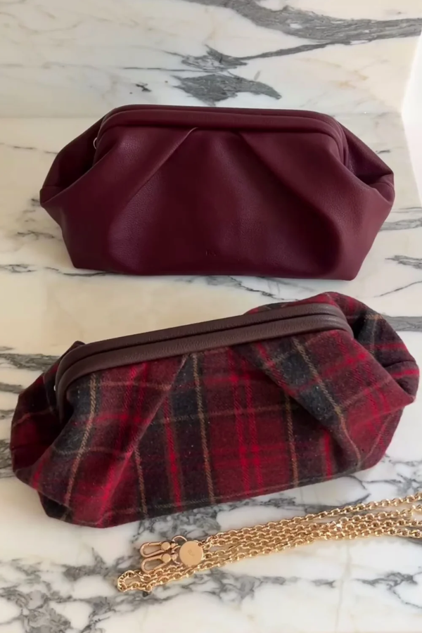 Frame Clutch | Burgundy Pebble