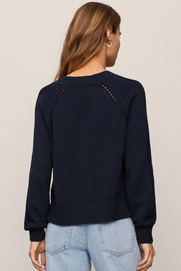 Stratton Cotton V Neck Pullover | Navy Eclipse