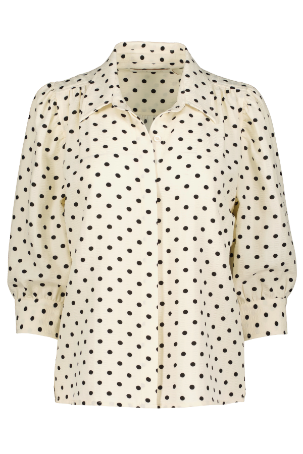 Cate Ruched Polkadot Sleeve Top