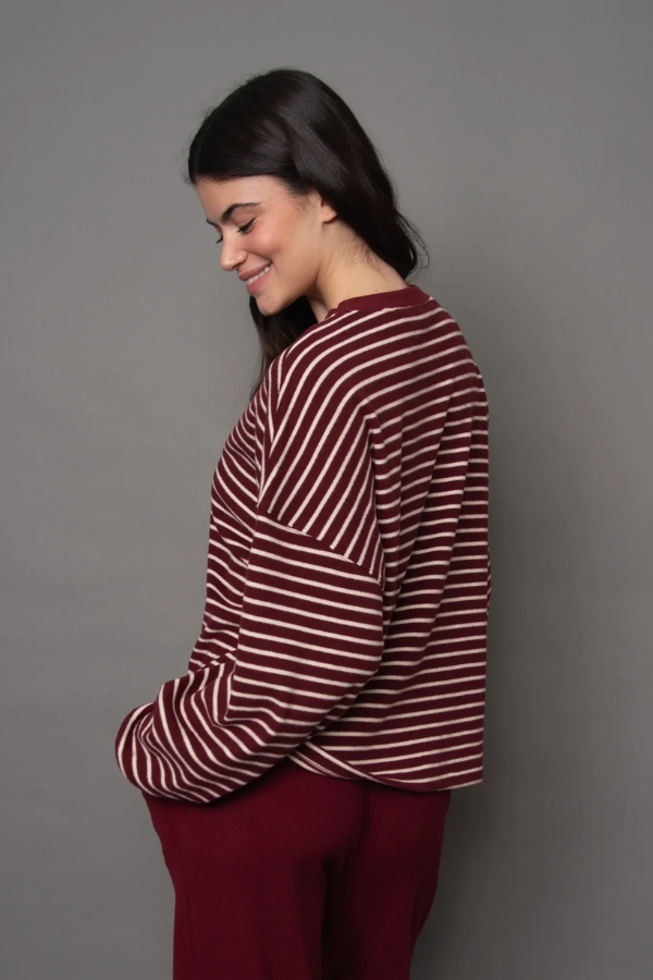 Colbert Stripe Waffle Knit Long Sleeve