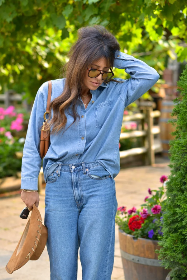 Oversized Leah Chambray Blouse | Medium Denim