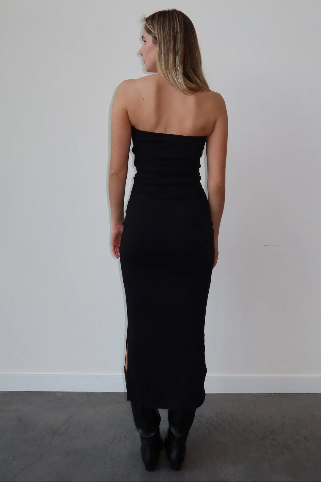 The Ribbed Strapless Maxi Dress | Black Last XL/XXL